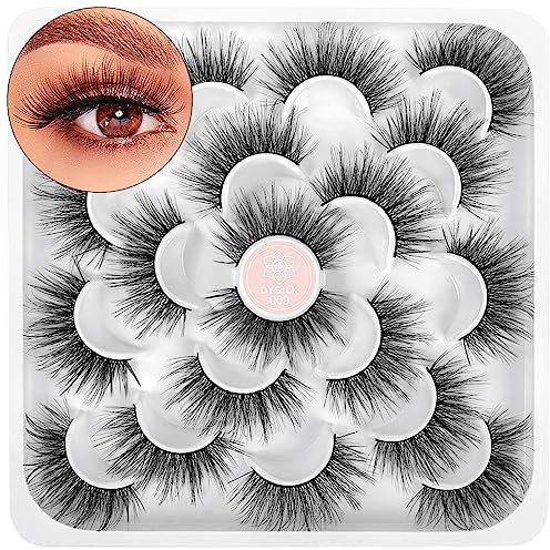DYSILK Falsche Wimpern Lashes - Künstliche Wimpern 10 Paar 6D 19mm Wimpern Extensions Künstliche Wimpern Falsche Wimpern Natürlich Eyelashes Selbstklebende Wimpern Cat Eye Lashes