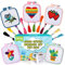 Pllieay, 5 kit per punto croce per bambini 7-13, con 5 cerchi da ricamo quadrati e 5 progetti, 11 matasse, kit da cucito con istruzioni (lingua italiana non garantita)