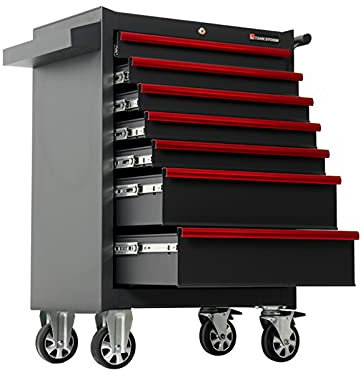 Bderkz 2 Schubladen Mobiler Werkzeugschrank mit Schubladen-Liner-Rolle, Walzen Von Stahl Abschließbares Schieben Werkzeugwagenschrank für Garagenlagerung, Schwarz (Color : 7 Drawers)