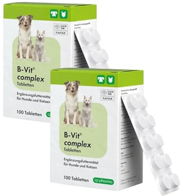 cp-pharma B-VIT Complex Tabletten | Doppelpack | 2 x 100 Tabletten | Ergänzungsfuttermittel für Hunde & Katzen | Viertelbare Smart-Tabs