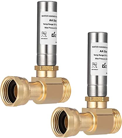 (2 Pack) Lidertik Water Hammer Arrestor Washing Machine 3/4 Absorb Shock and Reduce Noise Laundry Washer Knock Valve Garden Hose Air Inline Sink Dishwasher LI-Y241-11-11-S(2 PACK)