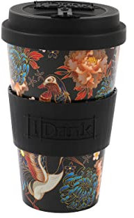 IDRINK®- Tasse à café en RPET avec ouverture et bouchon en silicone, facile à transporter Tasse à emporter de 435 ml en plastique recyclé 8,7 x 8,7 x 15 cm 435 ml (Nature)