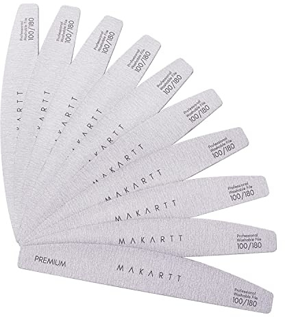 Makartt Nail File - 100/180 Grit Emery Boards for Nails, 10 Pcs Zebra Doubled Sides Washable Coarse Nail Files for Acrylic and Extension Nail Removal Nail Care Manicure Kit Salon Home Use
