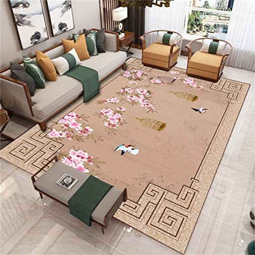 RUGMRZ Wohnzimmerteppich Modern 160 x 220 cm Bettvorleger Schlafzimmer rutschfest pink Spielteppich Junge Großer Traditioneller Orientteppich Mit Vintage-Blumenmuster, Leicht Zu Reinigen