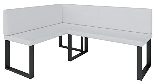 FURNISTAR Eckbank Akiko Metal - Eckbankgruppe für Ihrem Esszimmer, Küche modern, Sitzecke, Essecke. Perfekt für Küche, Büro und Rezeption. Solide und Starke Verarbeitung. (Soft 17, 142x196cm Links)