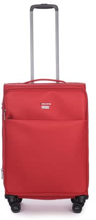 Stratic Light + Koffer Weichschale Reisekoffer Trolley Rollkoffer mittelgroß, TSA Kofferschloss, 4 Rollen, Erweiterbar, Größe M, Rot