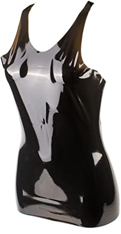 Rubberfashion Latex Oberteil kurz - Latex Bustier - Muskelbetont -Rubber Shirt für Damen und Herren schwarz 0.4mm L