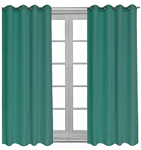Cleanlevel EST 2016 Verdunklungsvorhang mit Ösen 140cm x 245cm Vorhang Blickdicht Thermo Gardine Wärmeisolierend Wohnzimmer Vorhänge (2, Petrol)