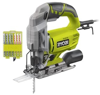 Pack RYOBI Scie sauteuse électrique RJS750-G - 500W - 75mm - bois - coffret de 10 lames - bois - plastique - bimétal - 102mm - RAK10JSB