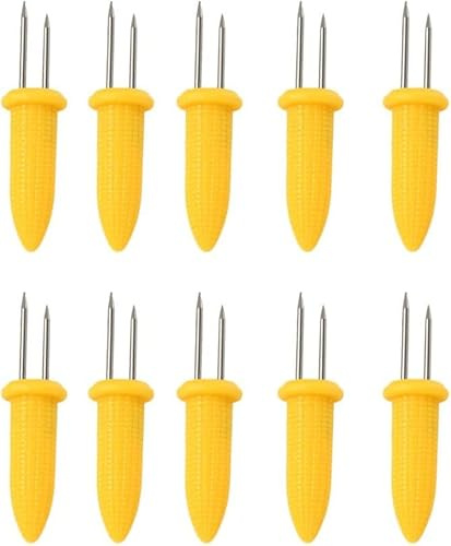 10 Pcs Corn Holders, Stainless Steel Corn Cob Holders Corn On The Cob For Bbq Fork Skewers Home Cooking Parties Camping for Home Cooking Parties Camping