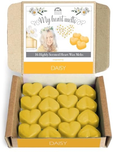 Daisy Wax Melts – 16 x 5 g herzförmige, starke Gänseblümchen-Parfüm-Wachsschmelze, Spotless Leopard-Duftkerzen als Geschenk – hergestellt im Vereinigten Königreich