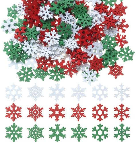 Vordpe 100 pezzi Decorazione natalizia in legno Decorazione fiocco di neve, Decorazione sparsa Fiocco di neve in legno, Decorazione fiocco di neve 20 mm per artigianato fai-da-te