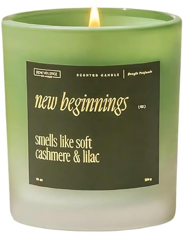 Benevolence LA New Beginnings Scented Candles | 10 oz, 40-50 Hour Burn, New Home Candle | House Warming Gifts for Women, Friends | Gift Idea for Promotion, Retirement - Notes of Cashmere & Lilac