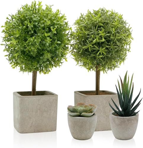 YVONNEYI 4 Stück Kunstpflanze 25.5/14.6 cm, Künstliche Pflanzen wie echt für Deko Wohnzimmer, Klein Sukkulenten Künstliche für Office Schlafzimmer Badezimmer Küchen Zuhause Innen Deko