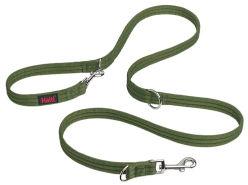 HALTI Doppelführleine - Multifunktionale Hundeleine zum Trainieren und Gassigehen mit Ihrem Hund. Leicht und mit Neopren gepolsterte. Für Welpen geeignet (Größe Groß, Waldgrün, 2m)