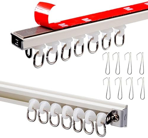 Selbstklebende Vorhangschiene für Schiebevorhang, 40-500cm Ohne Bohren Gardinenschiene, for Decken-/Wandmontage, mit Haken (Color : C, Size : 1.3m(4.2ft))