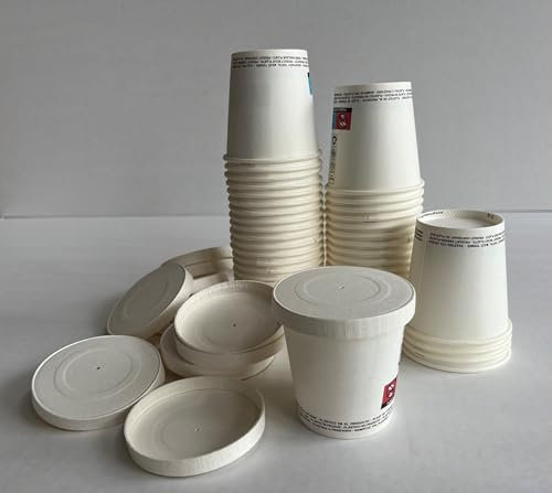 Kit 100 pezzi : 50 bicchieri da caffé 4oz (100/120 ml) + 50 coperchi totalmente in cartoncino Bicchiere di carta 100% biodegradabile da asporto BAR RISTORANTE HOTEL