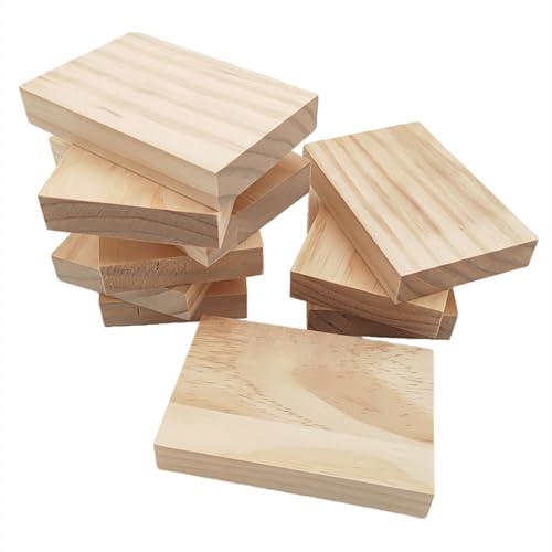10PCS Rectangle Wood Boards Unfinished Wood Blocks for Crafting, 12x8x2cm Blank Whittling Wooden Blocks for Carving,Painting & Burning