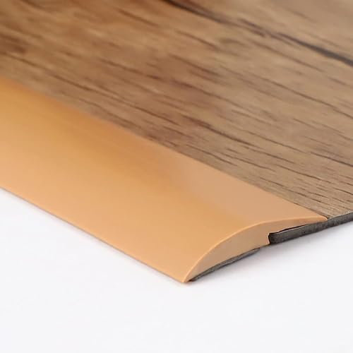 DECAKE Bodenübergangsleiste, Treppenkantenprofil aus PVC für Teppich-/Laminatböden/unebene Böden, mit Selbstklebendem Klebeband (Farbe: Gold) (Null Gold)