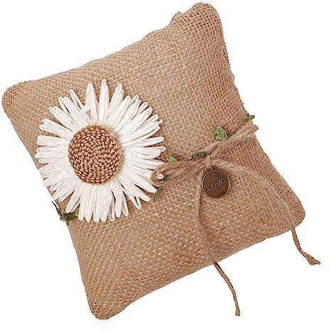 OFFSCH Rustikales Hochzeitsringkissen Aus Jute Quadratisch Für Stilvolle Zeremonien Und Romantische Anlässe Wiederverwendbar Mit Hochwertiger Verarbeitung Und Sicherem Material