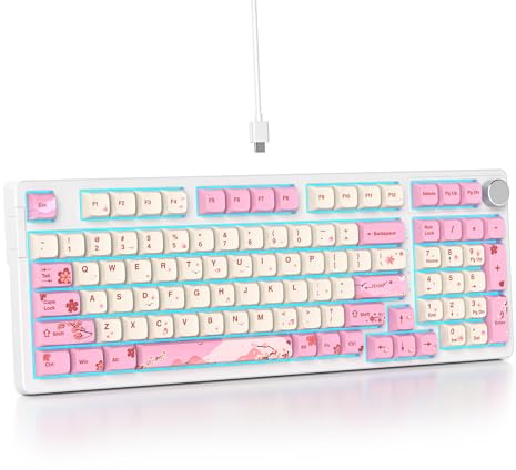 SbocKeeb Clavier de Jeu mécanique 96% crémeux avec pavé numérique, RVB Thocky Filaire personnalisé échange à Chaud, QWERTY à Boutons américains pour Les Joueurs de Bureau