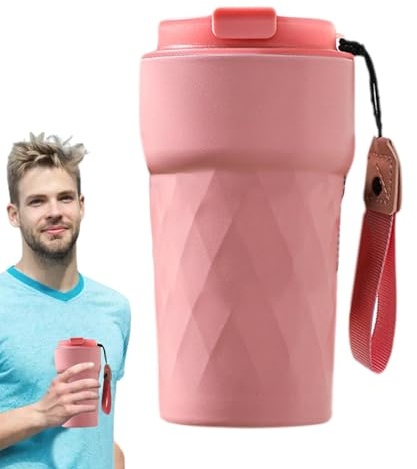 Taza de café aislada al vacío – Taza de café portátil de doble capa de 510 ml con tapa | Taza de acero inoxidable a prueba de fugas para café caliente, té, vino, whisky | Ideal para camping, hogar y