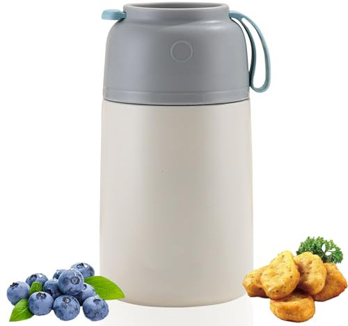 Thermobehälter 700ml Thermobecher für Essen Edelstahl Warmhaltebehälter mit Faltbaren Löffel Thermo Lunchbox Auslaufsicher Essensbehälter , Essen Warmhalten Behälter für Suppen Brei Joghurt Eiscreme