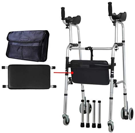 sjdoPulse Faltbarer Rollator, Leichtgewichtige Aluminium-Standard-Gehgestelle, 4-Rad-Roller Mit Rädern Und Tasche, Faltbarer Rollator, Gehhilfe Für Personen Mit Eingeschränkter Mobilität