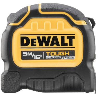 DeWALT TOUGHSERIES™ - Cinta métrica de 5 m (32 mm de ancho) Rip-Shield; revestimiento de hoja que proporciona una mayor durabilidad, carcasa ultra resistente que mantiene la cinta segura y segura EC