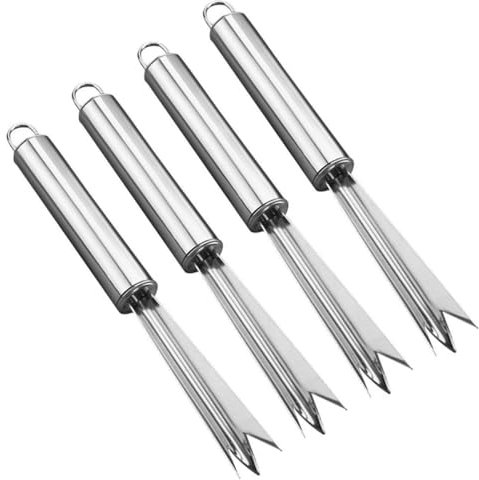 OFFSCH Lot De 4 Éplucheurs D'ananas en Acier Inoxydable, Coupe-Ananas V, Dissolvant Yeux D'ananas, Outil Pratique Cuisine Et Plein Air
