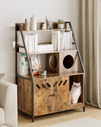 Apetaccat Caja de Arena para Gatos, casa para Gatos, para Interiores, Caja Grande para Tirar Muebles Ocultos con Alfombrilla para rascar