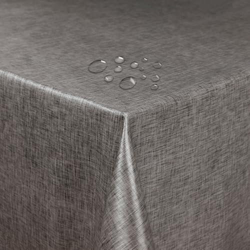Tischdecke 100% Polyester mit Antirutsch-Funktion Uni Grau Anthrazit Rechteckig 80 x 100 cm Tischwäsche