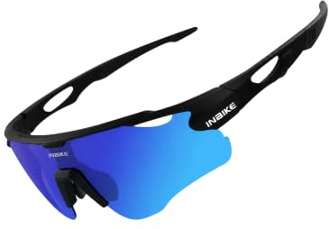 INBIKE Gafas de ciclismo polarizadas UV400 Gafas deportivas de sol intercambiables hombres mujeres negro
