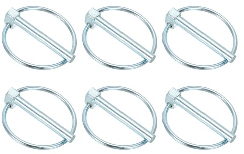 PATIKIL 6 Stück Metall Klappsplinte 6mm Durchmesser, 45mm Lange Steckbolzen mit Sicherung O Ringe, Kohlenstoffstahl Sicherungsbolzen Splinte für Anhänger Traktor LKW Rasenmäher, Silber