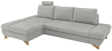 Furn.Design Ecksofa in hellgrau Struktur-Stoff, Wohnzimmer Sofa Recamiere Links, Skalm