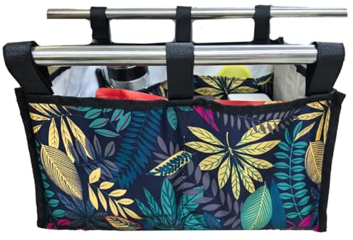 YELAIYEHAO Walker Storage Bag, Wheelchair Organiser Pouch, 2 Sizes - Medium 33x23x15 cm, Large 37x24x19.5 cm, Leopard Print (Maple Leaves, 14.6 x 9.5 x 7.7inch)