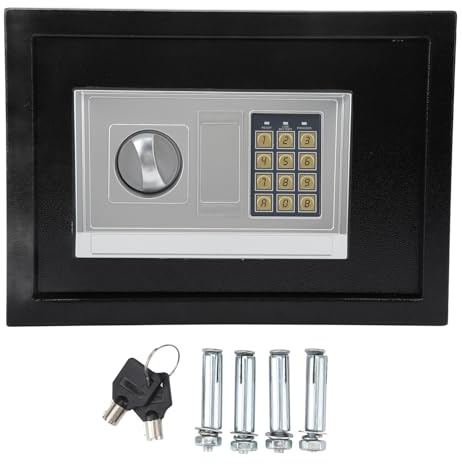 BAFOVY Caja Segura Digital, Contraseña y Desbloqueo de Llaves de Estuche Electrónico con de Alarma, Hecho de Excelente Acero, Adecuado para Hogar, Hotel, Dormitorio, Empresa