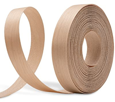 FAKILO Birch Edge Banding 19mm x 8m Real Wood Veneer Plywood Edge Banding Iron-on Pre-glued Veneer Edging Tape for Cabinet Repairs Furniture Restoration