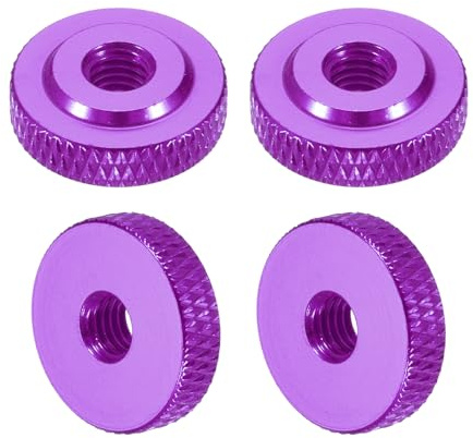 sourcing map 4 dadi zigrinati, M5 x 16 mm x 5 mm, in alluminio, con foro passante femmina, per parti di stampante 3D, macchine, fai da te, viola