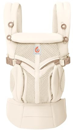 Ergobaby bärsele för nyfödda från födseln, babybärsystem Omni Classic Mesh, babybärväska magstöd ryggstöd, självlysande elfenben