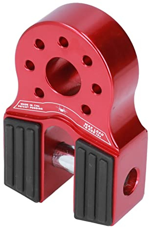 Cufaee Winch Shackle, Mount 16000lb Loading with Rubber Side Guard Flat Towing Shackle, Aluminium Alloy Universal Replacement Parts for UTV SUV Pickup (Red)