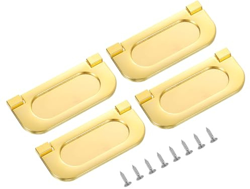 QUARKZMAN 4 Piezas De Tirador Empotrado, 3 Pulgadas Tirador Oculto Empotrado Para Muebles Asas Para Cajones Armario Cómoda Con Tornillos, Dorado