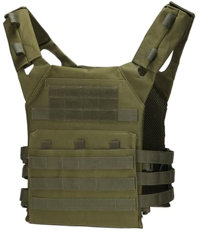 Pineeseatile Gilet pare-balles, gilet tactique pour hommes et femmes, support de plaque de sécurité léger à dégagement rapide pour tir paintball en plein air Wargame, vert armée