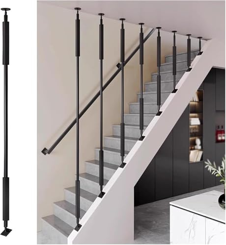 AVLLSO Ferro Ringhiera Colonna di guardia soffitta con supporto giratorio, Forno in ferro battuto di montaggio laterale, Rimodellamento della decorazione residenziale(Black,H-65cm(2.1ft))