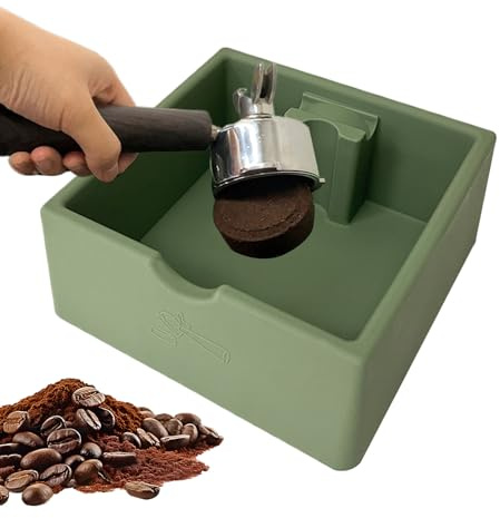 Coffee Knock Box - Recipiente de silicona para eliminación, soporte compacto para eliminación de tierras, núcleo absorbente de golpes silencioso, contenedor de recogida de base estable, ayuda de