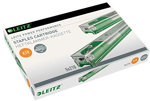Leitz PETRUS 55930000 - Caja 5 cartuchos grapas galvanizadas para gruesos k10 verde (55 hojas) para modelos 5550 y 5551
