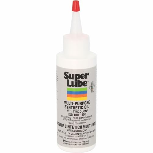 Super Lube 51004 Synthetic Oil with PTFE, High Viscosity, 4 oz Bottle,Translucent white(Packaging may vary)