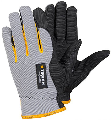Ejendals Handschuh Tegera 9124 aus Synthetikleder, Größe 8, 1 Stück, grau/schwarz/gelb, 9124-8