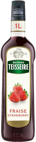 Sirop de Framboise Mathieu Teisseire, pour boissons, cocktails avec ou sans alcool, boissons gazeuses, smoothies, thés, milk-shakes, desserts, bouteille de 1L
