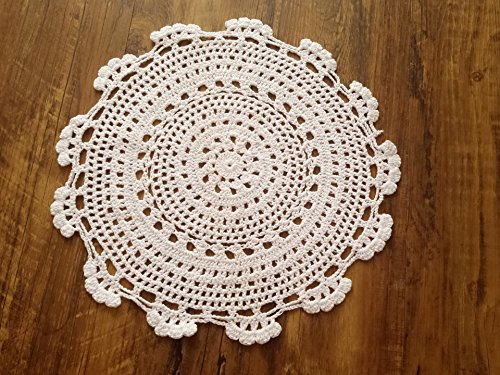 Laivigo Handmade Crochet Cotton Lace Round Placemats Doilies Doily,2PCS,6 Inch,White